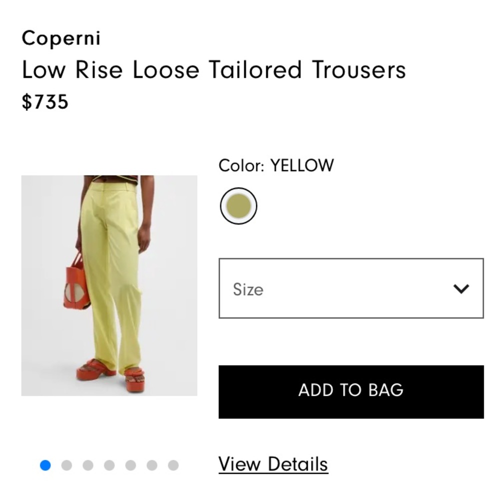 NWT Coperni Tailored Yellow Trousers